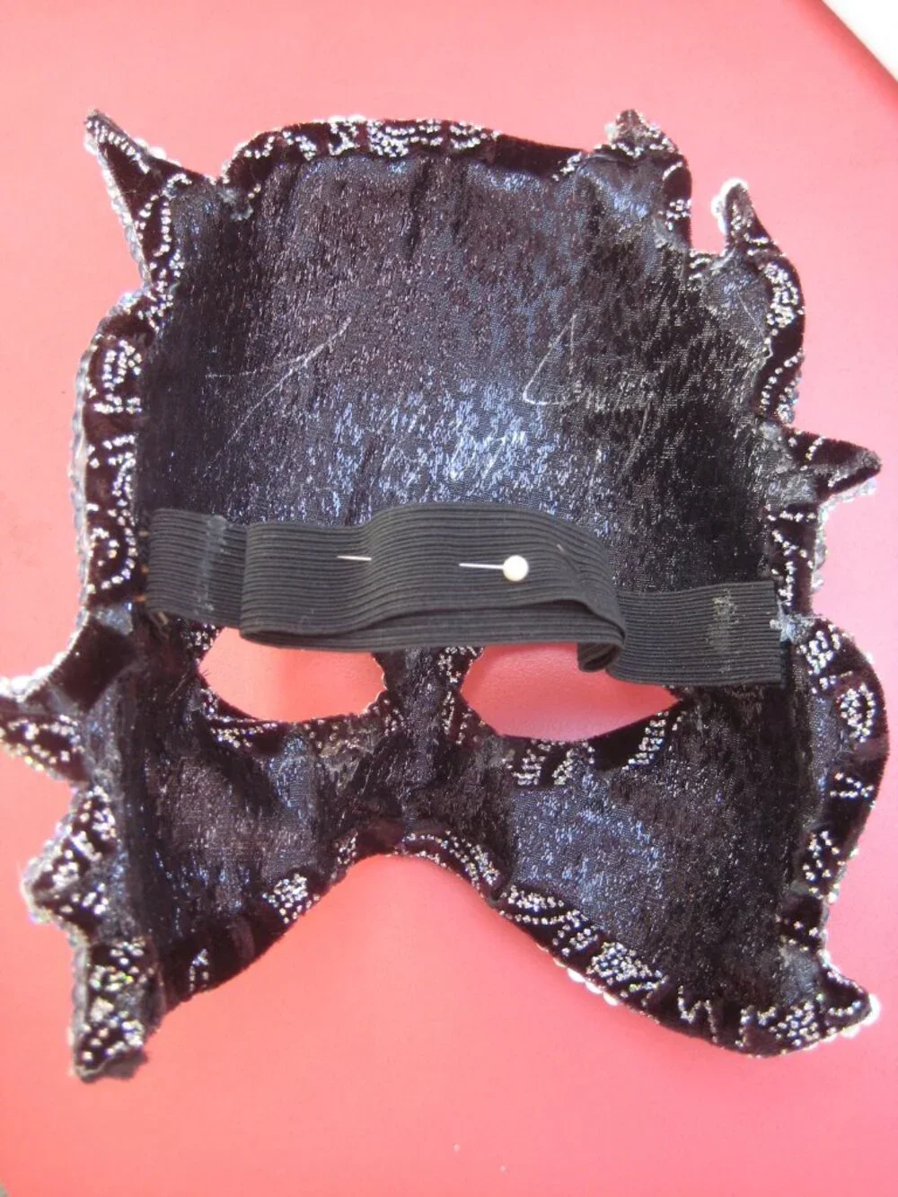 UPSCALE ARTISAN ADULT BLACK VELVET MASK w/RHINESTONES AND SEQUINS